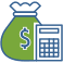Icon money and calculator